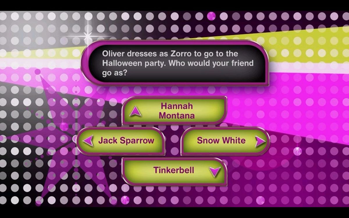 Disney Hannah Montana: DVD Game (DVD Player) screenshot: True Friends: An example question