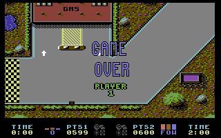 Rallycross Simulator (Commodore 64) screenshot: Game Over. From here the player ie returned to the main menu screen