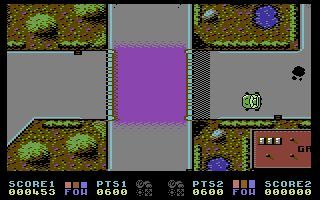 Rallycross Simulator (Commodore 64) screenshot: Going under a bridge