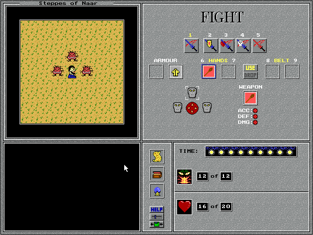 Lords of Doom: Part One - The Black God (DOS) screenshot: Combat screen.