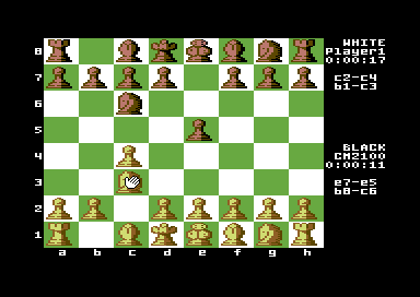 The Fidelity Chessmaster 2100 (Commodore 64) screenshot: Which move now.