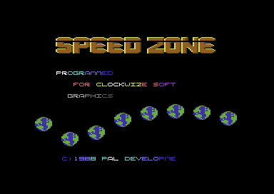 Speed Zone (Commodore 64) screenshot: Title screen.