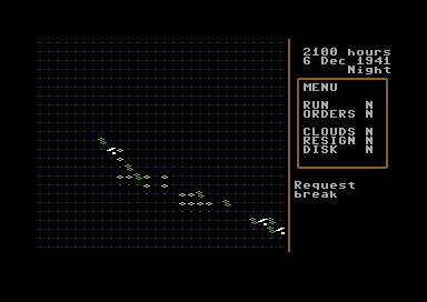 Carriers at War 1941-1945: Fleet Carrier Operations in the Pacific (Commodore 64) screenshot: What's your next move.