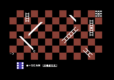 Bonzo! (Commodore 64) screenshot: Computer down the chute.