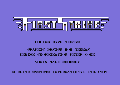 First Strike (Commodore 64) screenshot: Title screen.