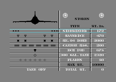 First Strike (Commodore 64) screenshot: Select your weapons.