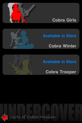 Undercover: Girls of Cobra Mission (iPhone) screenshot: Product advertisement