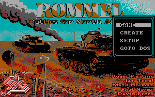 Rommel: Battles for North Africa (DOS) screenshot: Main menu. Notice the "Create" option, it opens the mission editor.