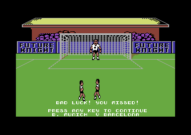 Footballer of the Year (Commodore 64) screenshot: Saved.