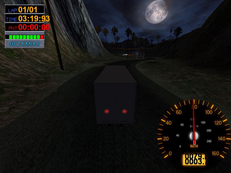 Big Rigs: Over the Road Racing (Windows) screenshot: Moonlight over the Devil Passage 2 track