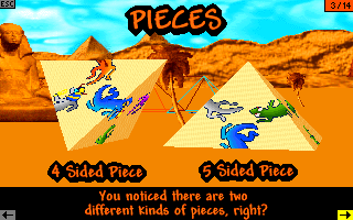 Too Many Geckos! (DOS) screenshot: Different types of pieces.