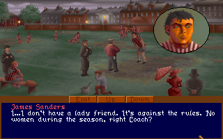 The Lost Files of Sherlock Holmes (DOS) screenshot: Modern sport stars could learn from this guy.