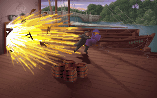 The Lost Files of Sherlock Holmes (DOS) screenshot: ...and an impressive explosion.
