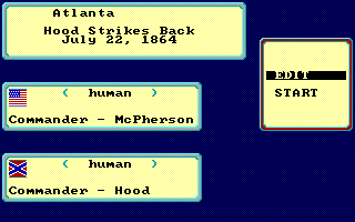 Decisive Battles of the American Civil War, Vol. 3 (DOS) screenshot: 'Atlanta' scenario description (EGA)