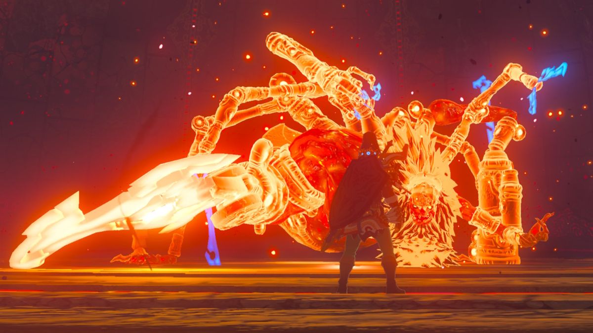 The Legend of Zelda: Breath of the Wild (Nintendo Switch) screenshot: Second stage. With the orange shield it is almost indestructible. Returns attacks