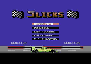 Slicks (Commodore 64) screenshot: Title screen.