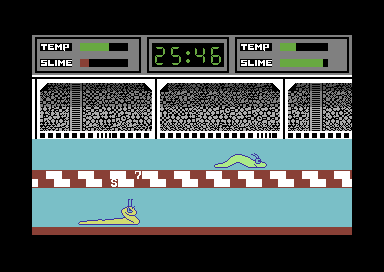Galactic Games (Commodore 64) screenshot: Slithering away.