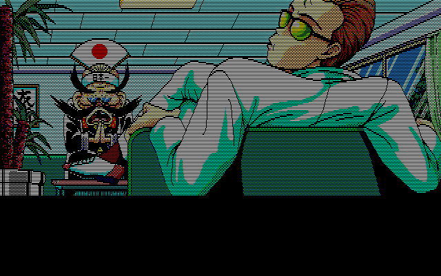 Run Run Kyōsōkyoku (PC-98) screenshot: The comical begging scene...