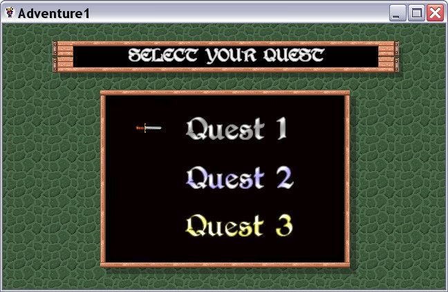 Adventure 2600 Reboot (Windows) screenshot: Choose your quest