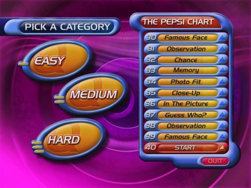 Screenshot of Pepsi Chart Music Quiz Play The World's First Pop Music