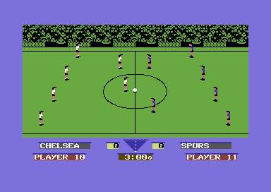 Gazza's Super Soccer (Commodore 64) screenshot: Kick off.