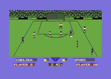 Gazza's Super Soccer (Commodore 64) screenshot: Defending.