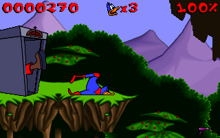 Crazy Drake (DOS) screenshot: Using a "teleport"