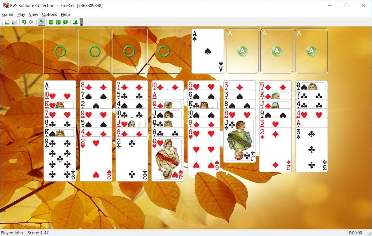 BVS Solitaire Collection (Windows) screenshot: Freecell Solitaire