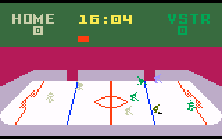 NHL Hockey (Intellivision) screenshot: Heading to the goal.