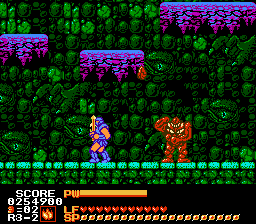 Astyanax (NES) screenshot: 3-2 sub-boss throws rocks