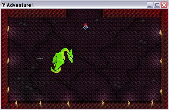 Adventure 2600 Reboot (Windows) screenshot: There is the green dragon guarding the black key.