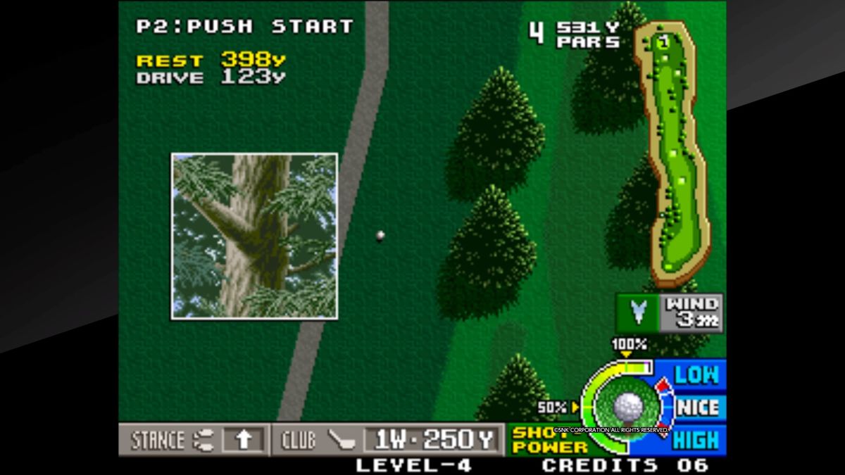 Neo Turf Masters (PlayStation 4) screenshot: Neo Turf Masters - Oh no, the ball hit the tree and went out of bounds