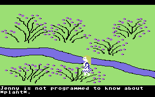 Jenny of the Prairie (Commodore 64) screenshot: Might Jenny be a robot...