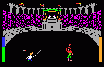 Coliseum (Thomson MO) screenshot: Avoiding a knife of gypsy