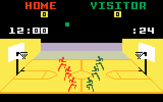 NBA Basketball (Intellivision) screenshot: The teams enter the field.