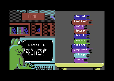 Fun School 4: For 5 to 7 Year Olds (Commodore 64) screenshot: Library.