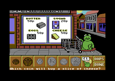 Fun School 4: For 5 to 7 Year Olds (Commodore 64) screenshot: Shopkeeper.