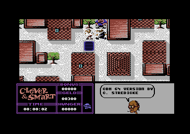 Clever & Smart (Commodore 64) screenshot: Starting in the city