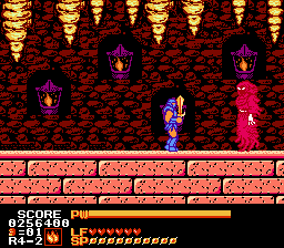 Astyanax (NES) screenshot: 4-2 sub-boss can cast Blind (freeze) as well