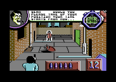 Supersports: The Alternative Olympics (Commodore 64) screenshot: Blasting away.