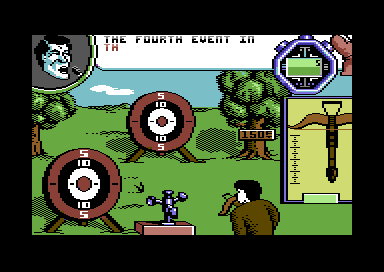 Supersports: The Alternative Olympics (Commodore 64) screenshot: Cross Bow.