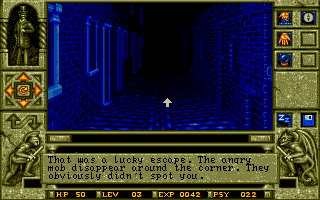 WaxWorks (DOS) screenshot: Navigating London's streets in the Ripper's time.