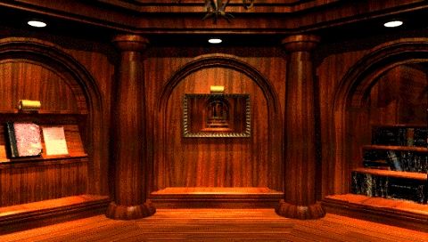 Myst (PSP) screenshot: Opening secret door inside the library