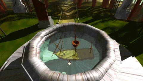 Myst (PSP) screenshot: A well with sunken ship inside