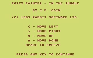 Potty Painter in the Jungle (Commodore 64) screenshot: The title screen