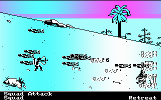 The Ancient Art of War (DOS) screenshot: Zoomed battle - massacre on the hill