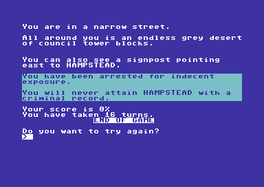 Hampstead (Commodore 64) screenshot: Arrested.