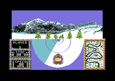 Winter Supersports 92 (Commodore 64) screenshot: Bobsleigh.