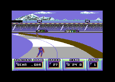 Winter Supersports 92 (Commodore 64) screenshot: Catching up.