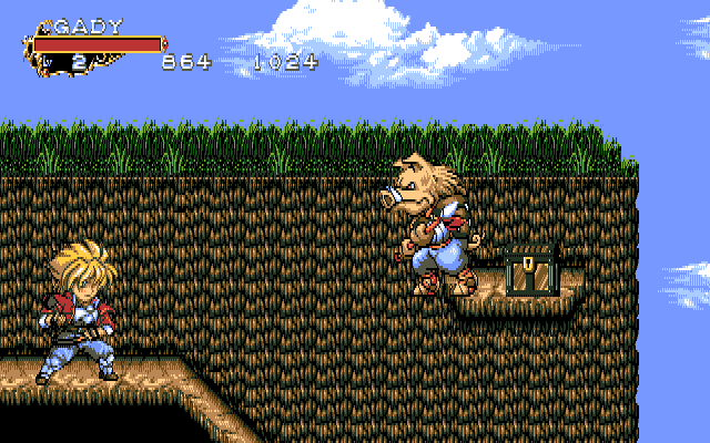 Briganty: The Roots of Darkness (PC-98) screenshot: Okay, let me have that treasure. Now!!.. Oh, come on... Don't be such a... pig